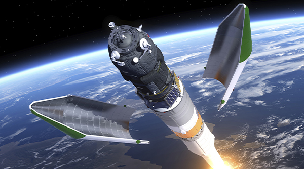 Ein Satellit im Weltall