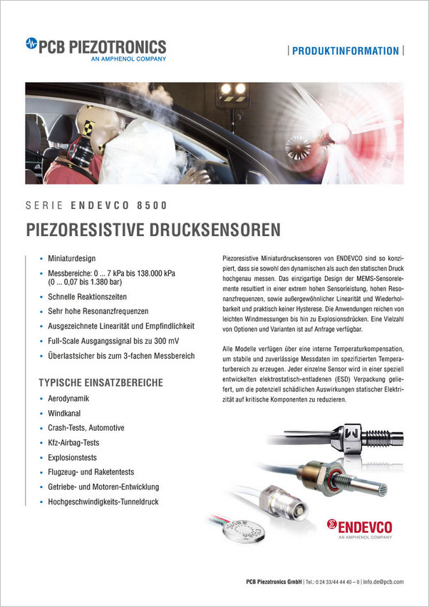 Piezoresistive Drucksensoren Serie Endevco 8500