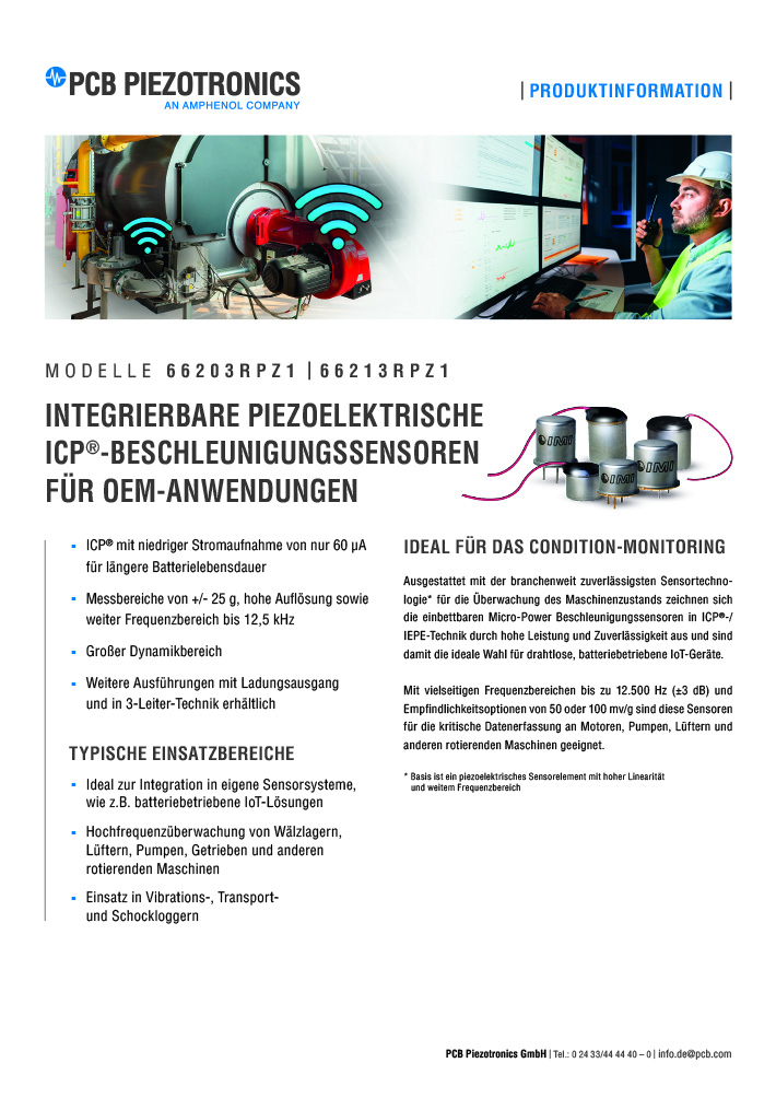 Modelle 662xxRPZ1 - Integrierbare ICP-Beschleunigungssensoren
