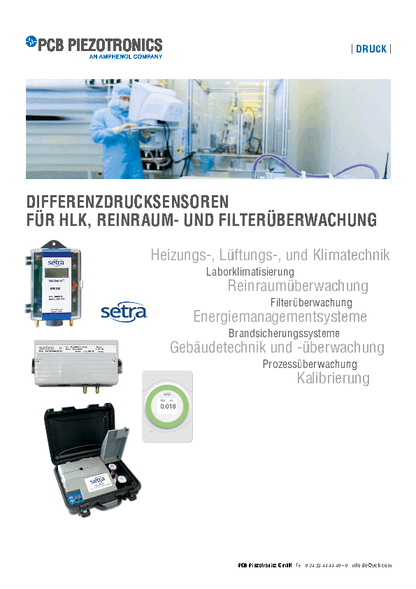 PDF Differenzdrucksensoren für Reinraum-, Filterüberwachung und HLK