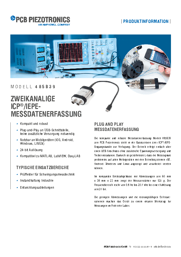 Zweikanalige USB-ICP®-Messdatenerfassung